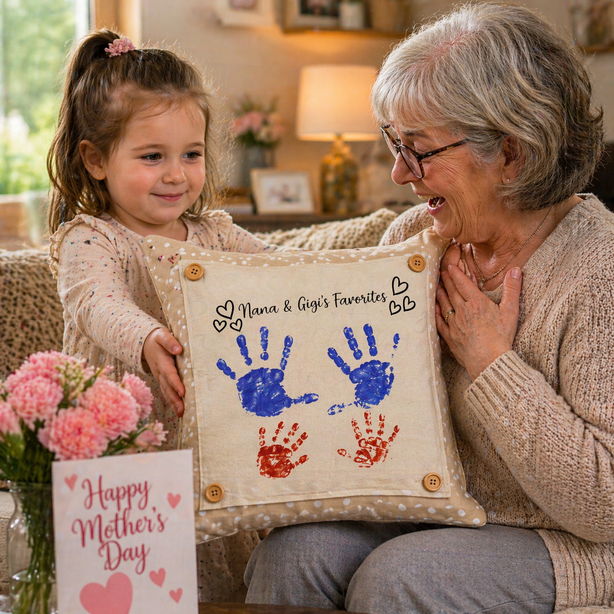 CUSTOM PANEL ONLY: SQUARE Valentines, Mother's Day, Grandma, Grammy, Fall, Autumn, Thanksgiving, Christmas; Turkey Hands Paintable Mimi, Granny, Gramma, Nana, Grandma's Helper CUSTOM HANDPRINT PANEL SQUARE