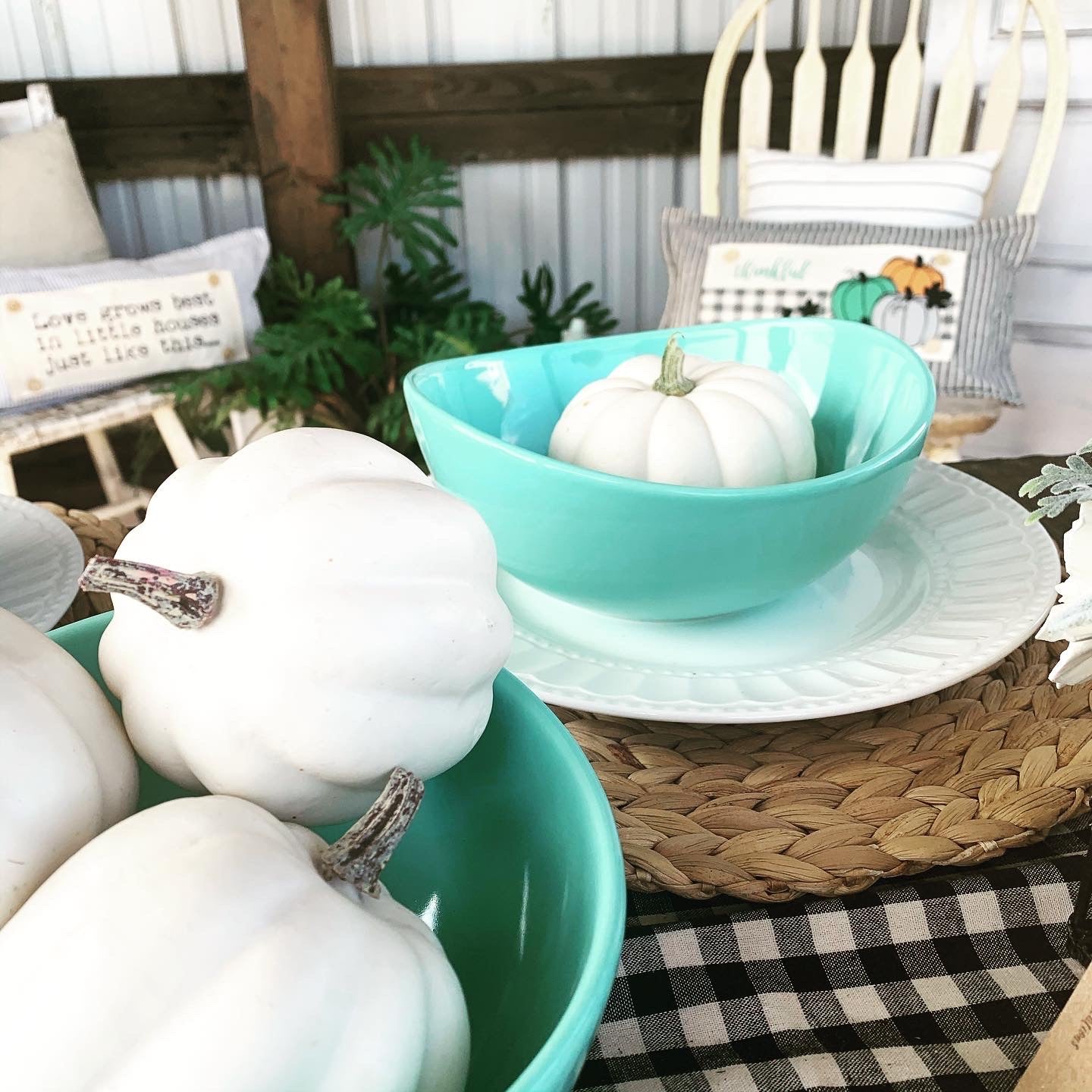 Seasonal Panel: Autumn Thanksgiving Pumpkins Cider Bless Gratitude Gingham THANKFUL PUMPKIN