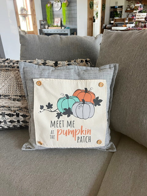 NEW! Custom Fall Wedding Gift Bundle: 2 seasons + SQUARE TICKING STRIPE pillow + custom last name panel: PUMPKIN PATCH, STATION WAGON, CUSTOM LAST NAME PANEL