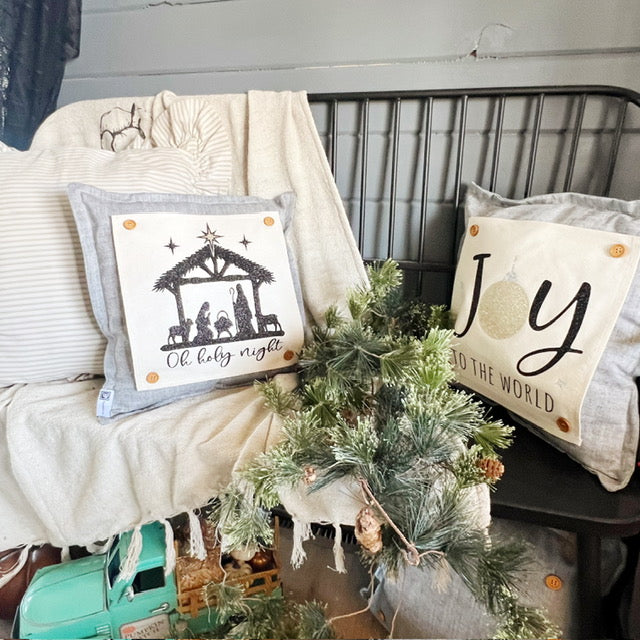 GIFT GUIDE: PERFECT FOR THE GLITTERY GAL IN YOUR LIFE! SQUARE GIFT SET of 2: Glitter NATIVITY OH HOLY NIGHT and GLITTER JOY TO THE WORLD