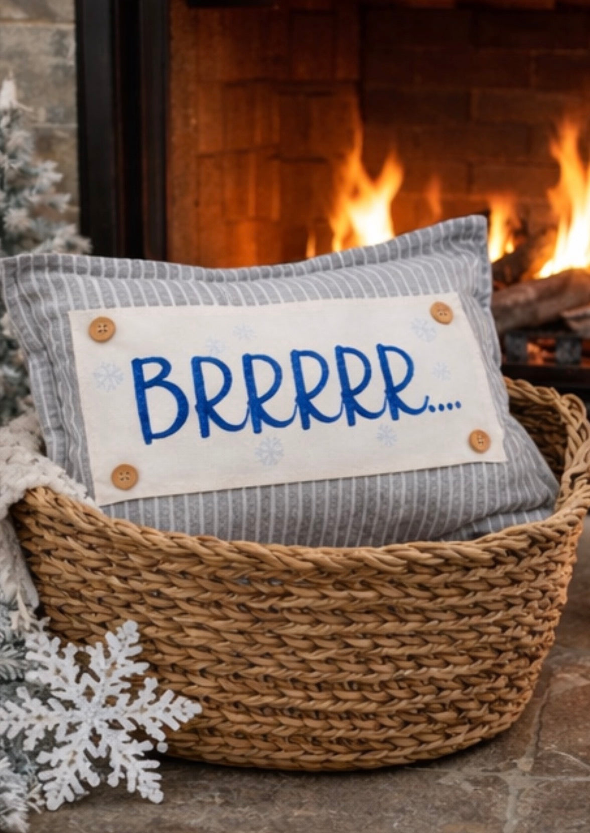 GLITTER PANEL ONLY: RECTANGLE NEW! Glitter Holiday Panel: Winter January Christmas Blue Brr Cold Snowflake Silver BRRR