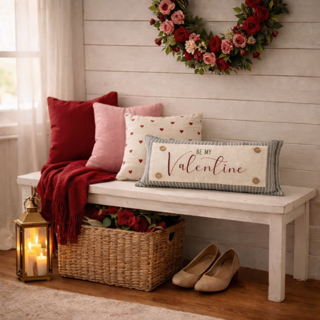 PANEL ONLY: RECTANGLE Holiday Panel: Simple Romantic Classy Love Kisses Clean Boho Heart Cursive Candlelight Natural Love Winter; BE MY VALENTINE