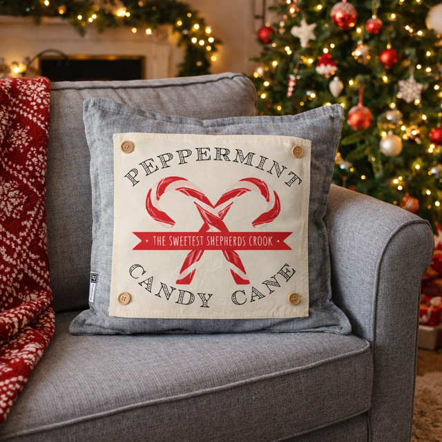 PANEL ONLY: SQUARE Christmas Peppermint Shepherds Hook Staff Jesus CANDY CANES