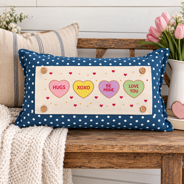 PANEL ONLY: RECTANGLE Holiday Panel: Valentines, Winter, Love, Hugs, Kisses, Passion, Red, Wife Husband, Boyfriend, Girlfriend, Spouse, Kids, Vintage, Farmhouse, Heart; CONVERSATION HEARTS