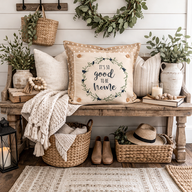 PANEL ONLY: SQUARE Entry, Garden, Between Holidays, House Warming, Host, Mother's Day Neutral; HOME WREATH