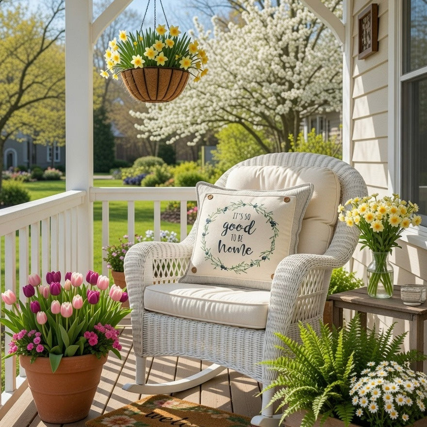 PANEL ONLY: SQUARE Entry, Garden, Between Holidays, House Warming, Host, Mother's Day Neutral; GOOD TO BE HOME