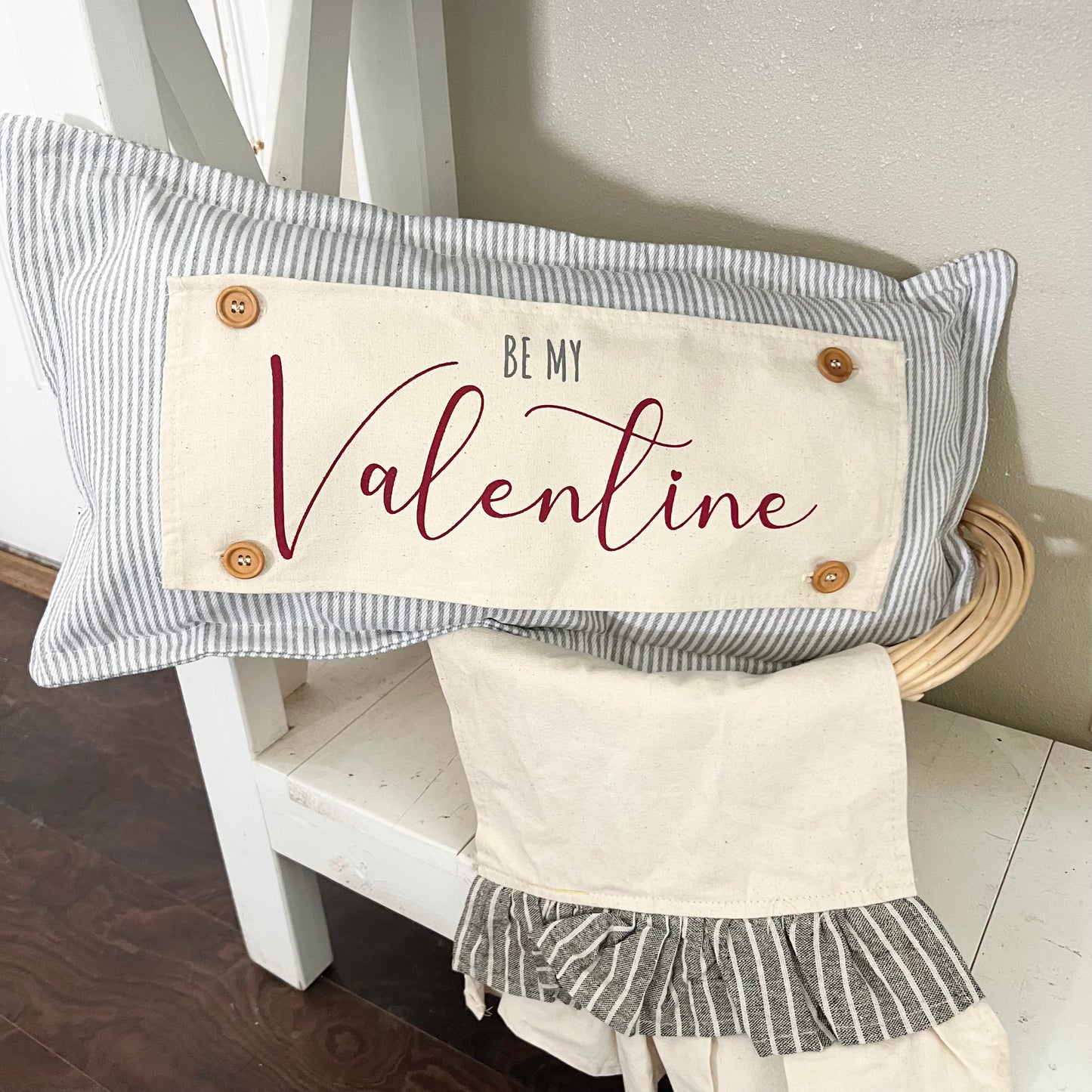 NEW! Custom WINTER Wedding Gift Bundle:  3 seasons + CHARCOAL/GALVINIZED STRIPES pillow + custom last name panel & BE MY VALENTINE / DEER / CUSTOM LAST NAME PANEL