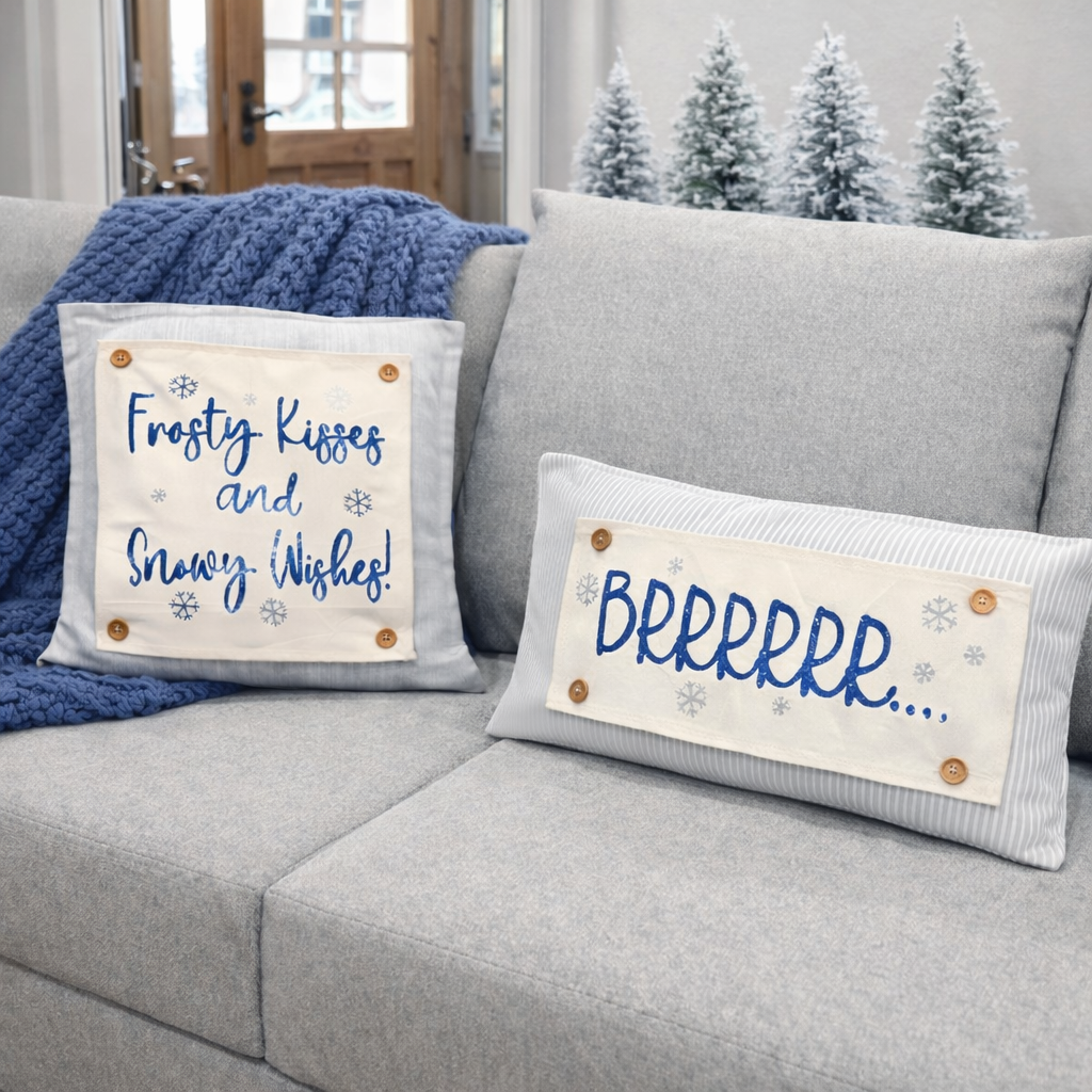 PANEL ONLY: RECTANGLE NEW! Glitter Holiday Panel: Winter January Christmas Blue Brr Cold Snowflake Silver BRRR