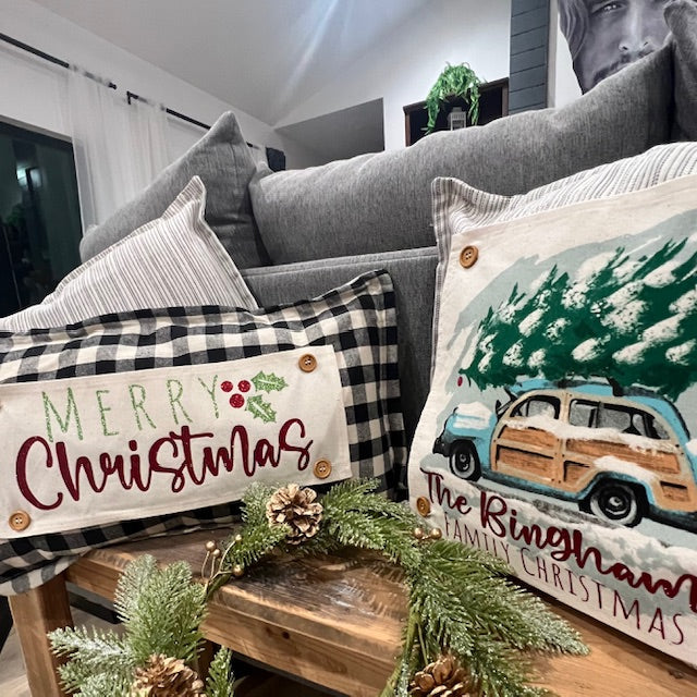 GIFT GUIDE: FOR THE TRADITIONAL CHRISTMAS MOVIE LOVERS! SQUARE Custom/ Personalized Holiday Panel: Christmas Griswald Family Tradition Tree Cutting Snow Scene Winter Wonderland Vintage CUSTOM CHRISTMAS STATION WAGON