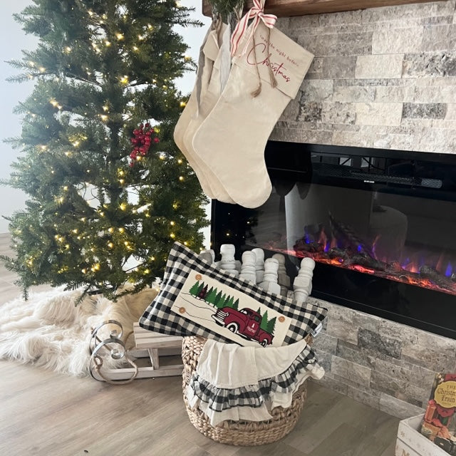 Custom Wedding Gift Bundle: 3 seasons + BURLAP pillow + custom last name panel: XOXO, TRACTOR, SLEIGH RIDE, CUSTOM LAST NAME PANEL
