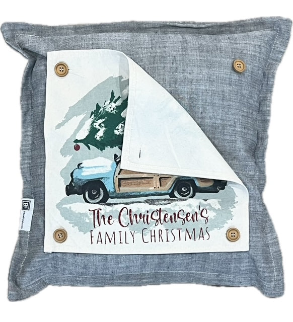 SQUARE BUNDLE SET: Charcoal Gray Solid Pillow (comes with foam insert and these 4 panels in back pocket); Winter Spring Summer Fall Autumn: FALL BRANCH, SUMMER POPSCICLE, SPRING RAIN BOOT/UMBRELLA, SKI LODGE CHAIRLIFT
