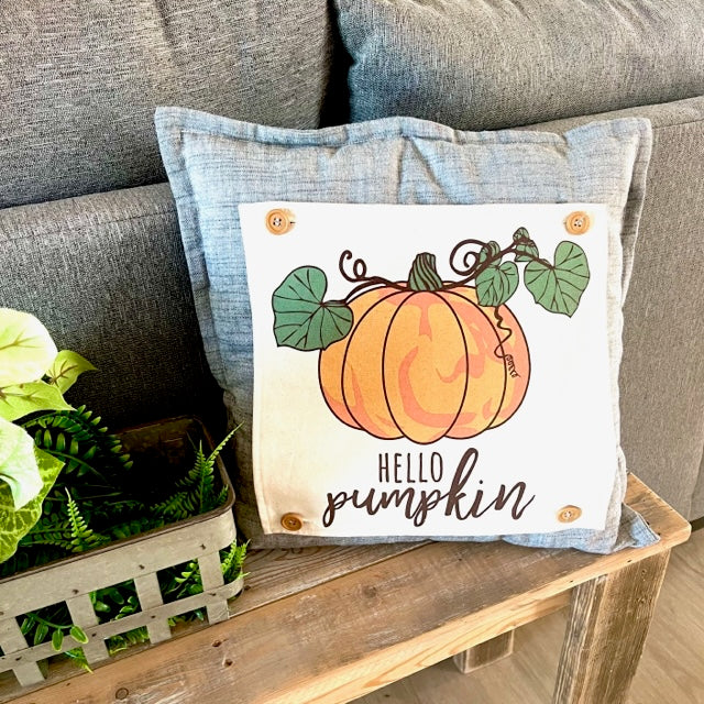 GIFT GUIDE: PERFECT FOR THE ONE WHO HAS EVERYTHING! SQUARE SET: TICKING STRIPES PILLOW (comes with foam insert and these 4 panels in back pocket); Winter Spring Summer Fall Autumn: SKI BENCH, HELLO PUMPKIN, LAND THAT I LOVE, SPRING DRIED FLOWERS
