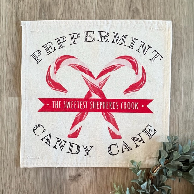 PANEL ONLY: SQUARE Christmas Peppermint Shepherds Hook Staff Jesus CANDY CANE