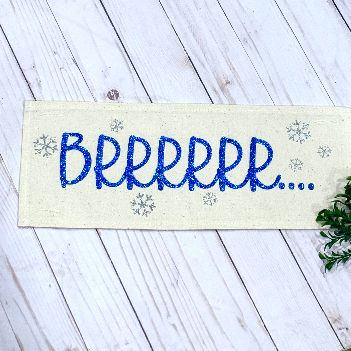 NEW! Glitter Holiday Panel: Winter January Christmas Blue Brr Cold Snowflake Silver BRRR