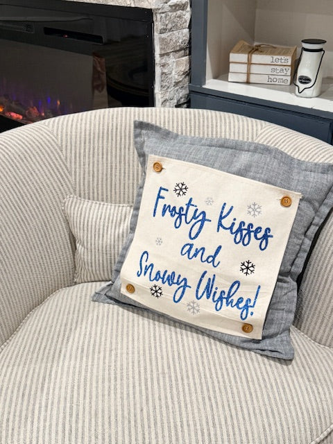 NEW! SQUARE Glitter Seasonal Panel: Winter Blue Ice Sparkle Twinkle Bling Glitz Confetti Christmas; FROSTY KISSES