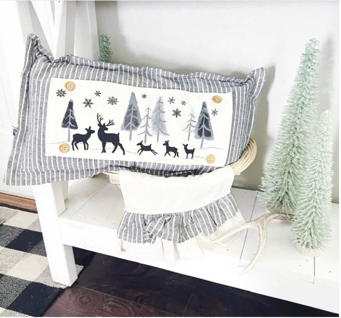 SEASONAL BUNDLE SET: Burlap Idaho Potato Farm Sack Bag Pillow (comes with insert and these 4 panels inside back pocket); Winter Spring Summer Fall Autumn: DEER, BUNNY HOP EASTER, HOME SWEET HIVE BEE, THANKFUL PUMPKINS,