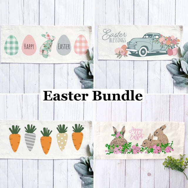 Easter Bundle Panels (4 pack) SAVE!!!: PASTEL EGGS / EASTER TRUCK / CARROTS / FLORAL BUNNIES