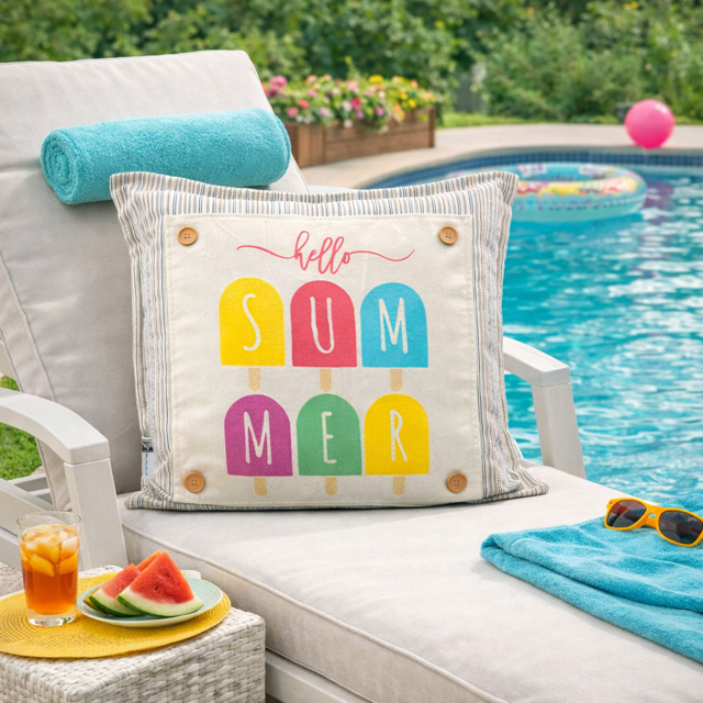NEW! SPRING/SUMMER BUNDLE: 3 seasons +TAN POLKA DOT pillow: SPRING BOOTS, EASTER BASKET, SUMMER POPSICLES