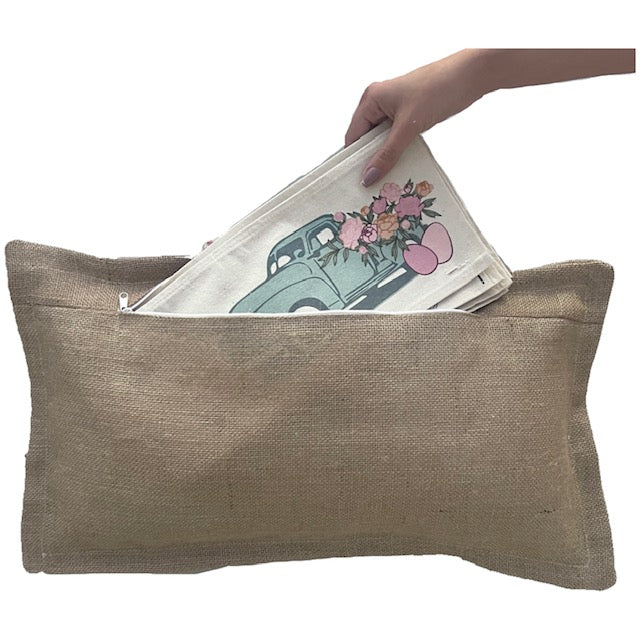 Pillow ONLY (with fluffy insert): Country Idaho Potato Sack Burlap