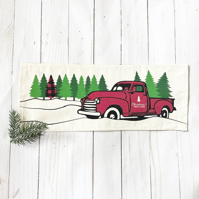 NEW! Holiday Panel: Winter, Trees, Father's Day Dad Vintage; Christmas Red Buffalo PLAID TREE TRUCK