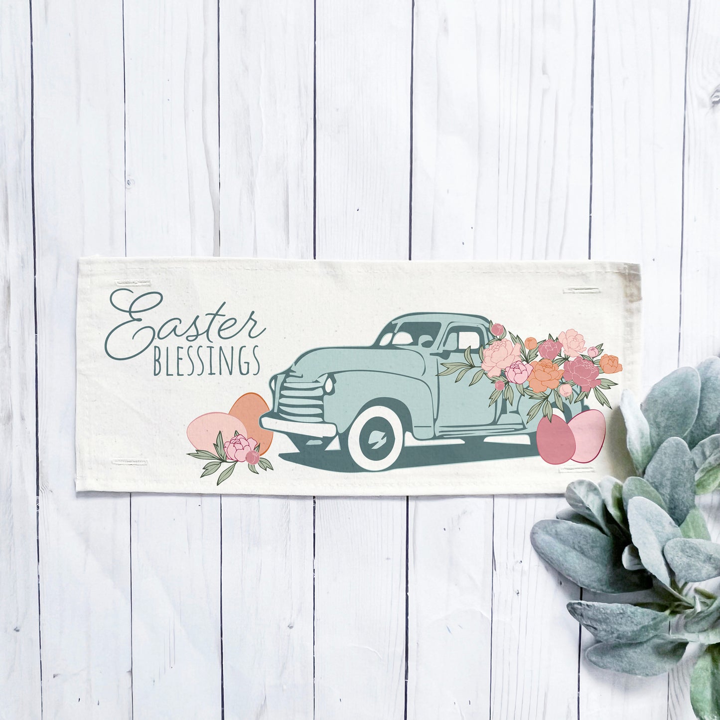 Holiday Panel: Spring, Summer, Floral, Eggs, Pastel, Blessings, Father's Day; EASTER VINTAGE TRUCK