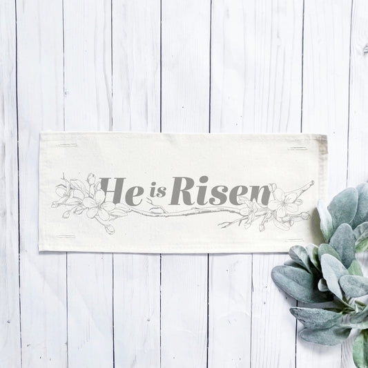 Holiday Panel: Spring, Farmhouse, Christ, Christian, Religion, Tomb, Lillies, Thorns, Atonement, Peace, Joy, Hope, Love; HE IS RISEN
