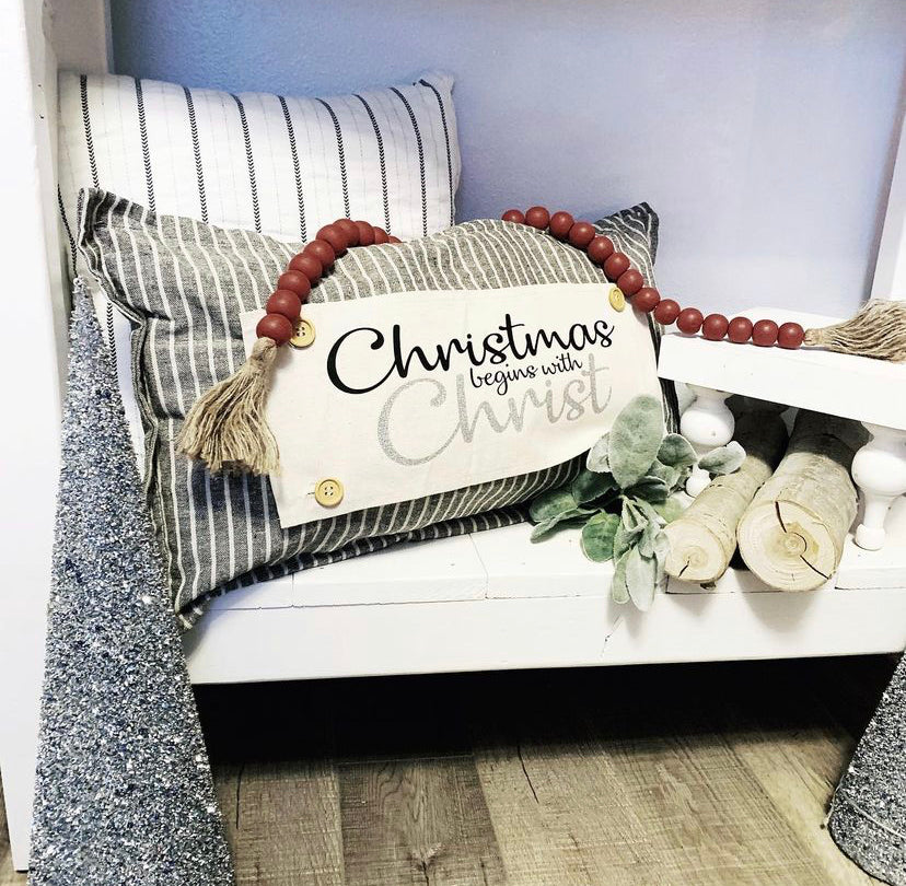 Glitter Holiday Panel: Winter; CHRISTMAS BEGINS WITH CHRIST