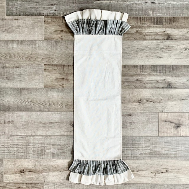 NEW! GLITTER GIFT PARTY PACKAGE BUNDLE: Holiday Pillow Cover Panel Christmas Winter: Runner Combo GLITTER CHRISTMAS BEGINS WITH CHRIST / NATIVITY SILOUETTE + CHARCOAL/GREY STRIPES TRABLE RUNNER