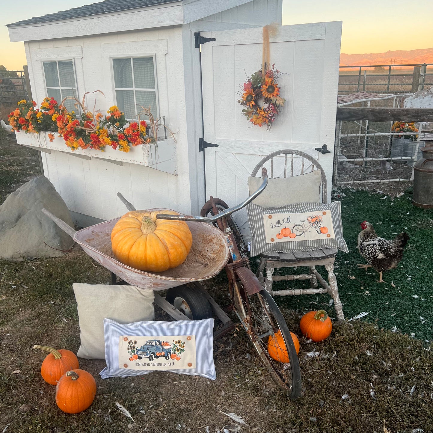 Seasonal Panel: Fall, Autumn, Father's Day Dad Thanksgiving, Country Farm, Rustic; VINTAGE PUMPKIN TRUCK