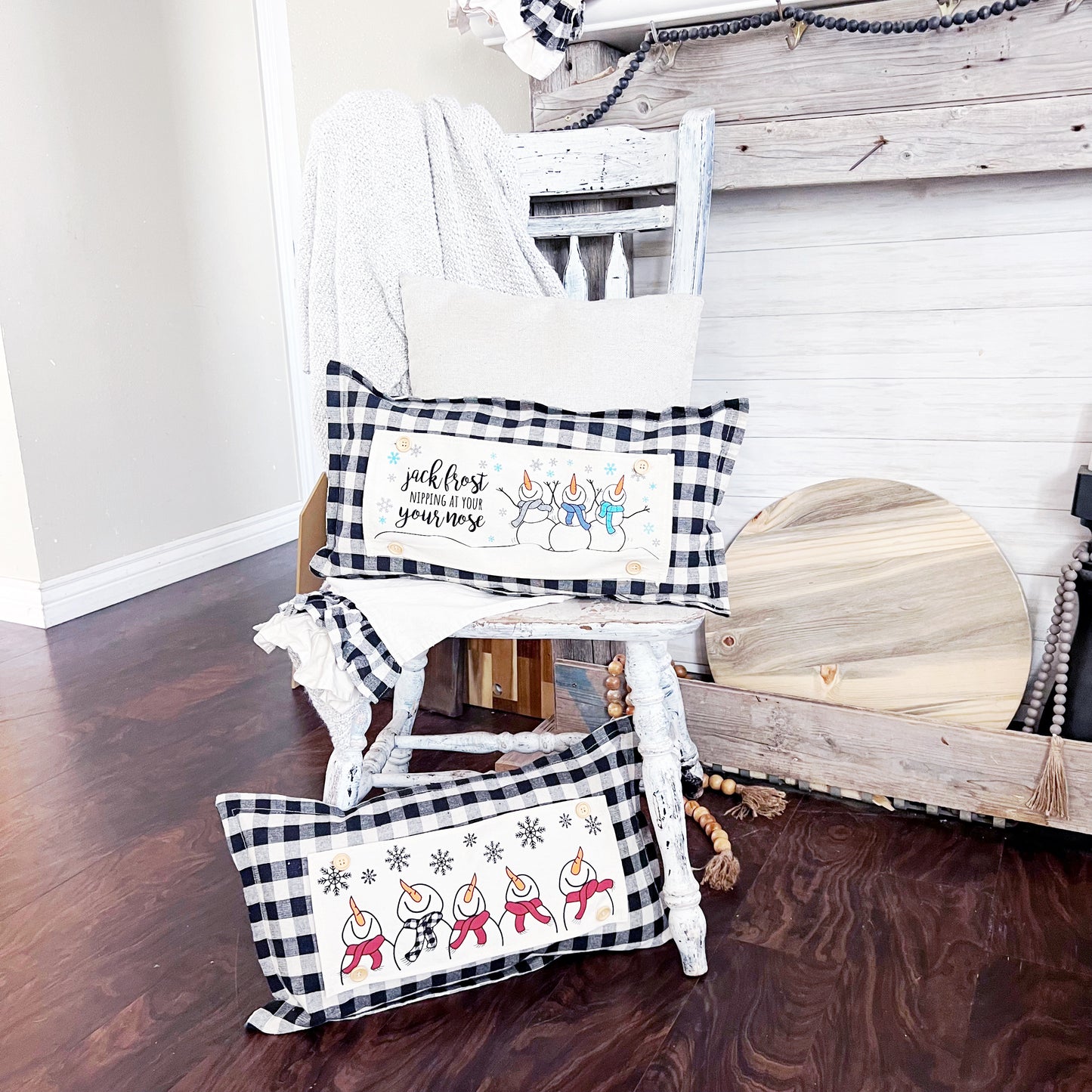 Custom Wedding Gift Bundle: 3 seasons + BURLAP pillow + custom last name panel: XOXO, TRACTOR, SLEIGH RIDE, CUSTOM LAST NAME PANEL