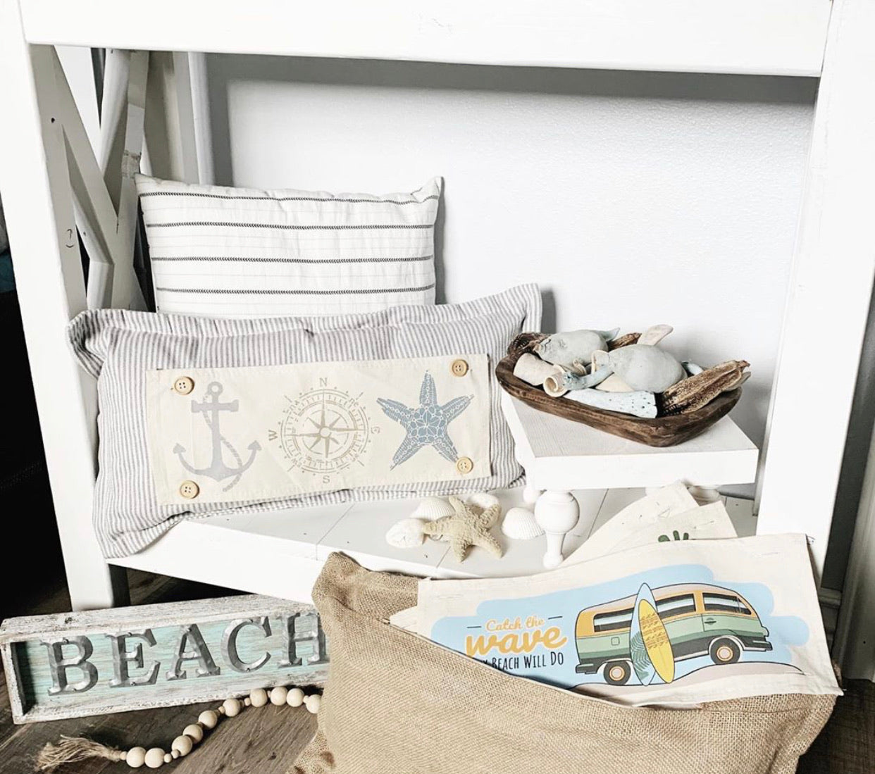 Seasonal Panel: Summer Wave Ocean Sea Surf Board Hippy Bus VINTAGE BEACH VAN