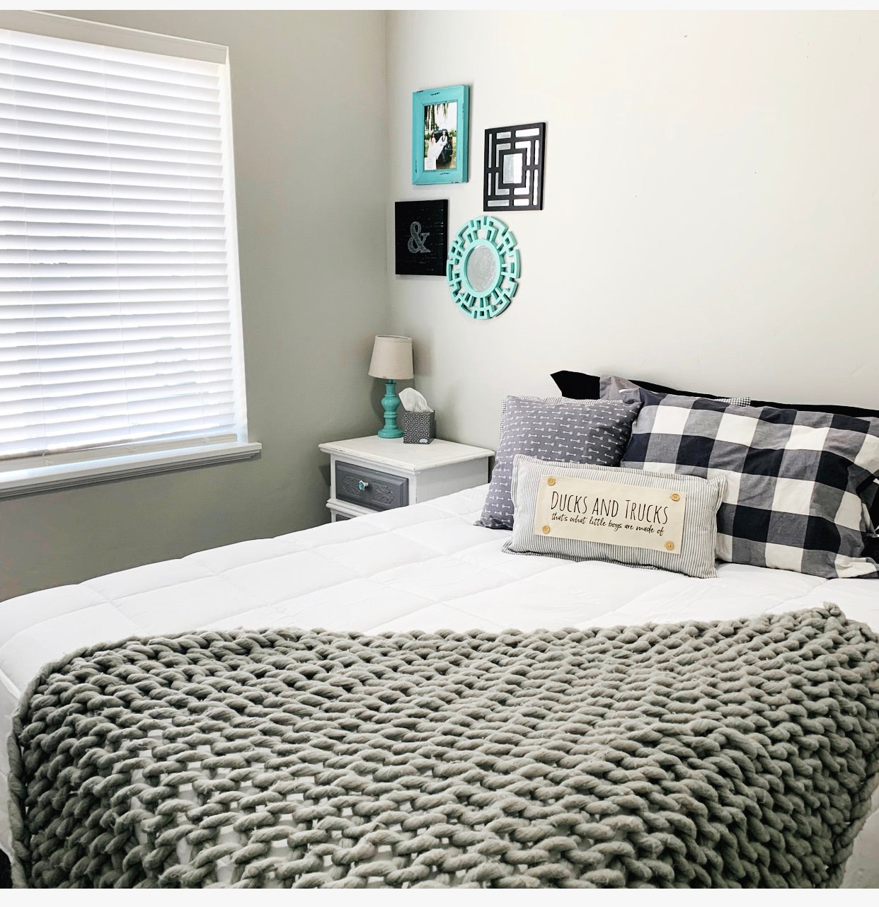 Pillow ONLY (with fluffy insert): Farmhouse Gray/White Ticking Stripes: GRAY/WHITE STRIPES TICKING PILLOW (with insert)