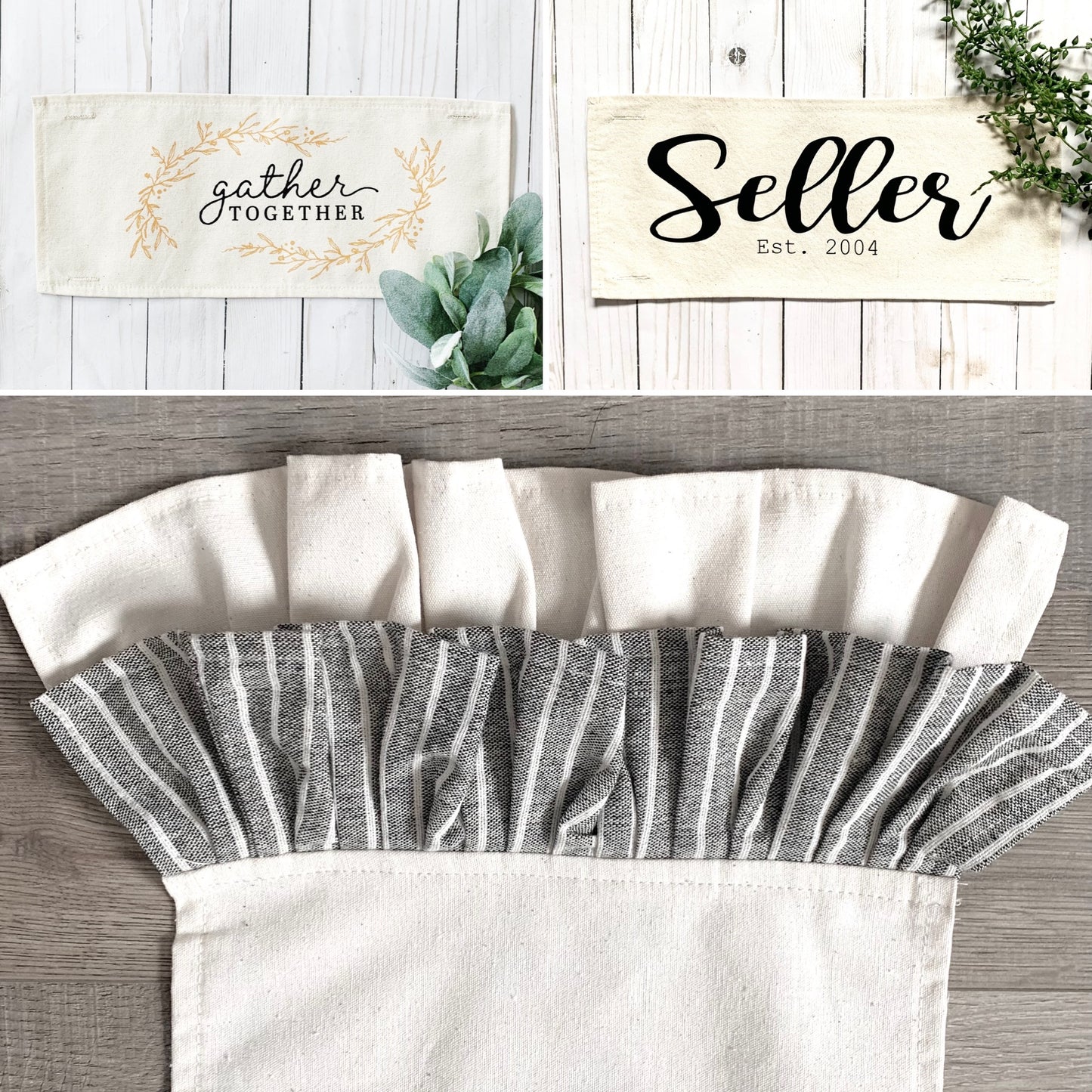 PARTY PACKAGE BUNDLE: Holiday Panel Thanksgiving November Fall Autumn: TURKEY GOBBLE / OUR NEST SEED SACK + farmhouse charcoal runner