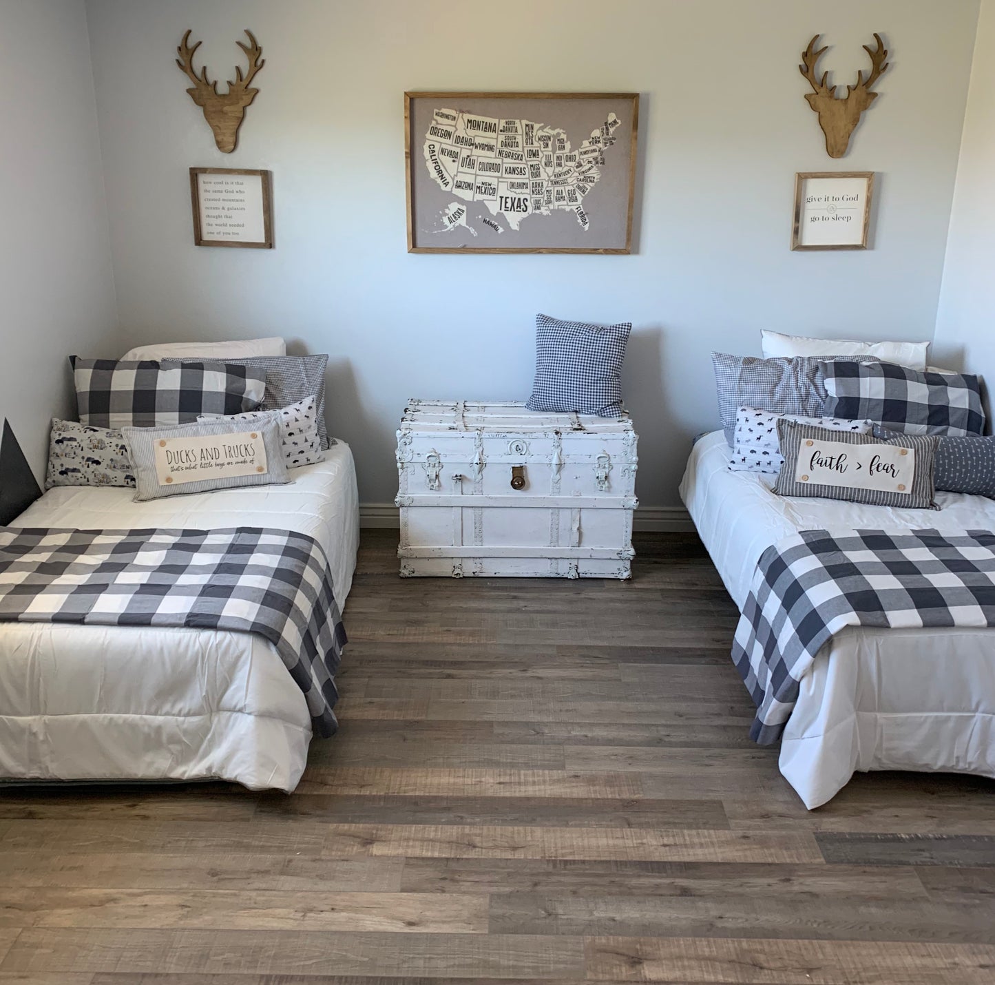 Pillow ONLY (with fluffy insert): Farmhouse Gray/White Ticking Stripes: GRAY/WHITE STRIPES TICKING PILLOW (with insert)