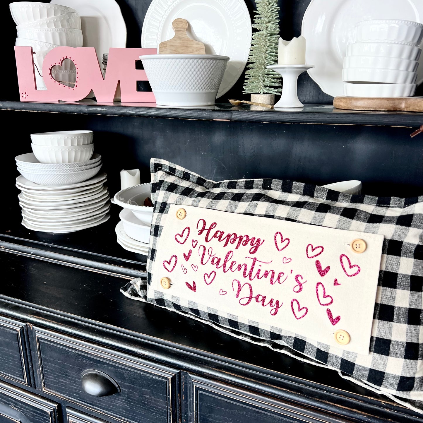 Glitter Holiday Panel: Winter, Cherry Pink, Love, Spouse, Partner; PINK HAPPY VALENTINE'S DAY