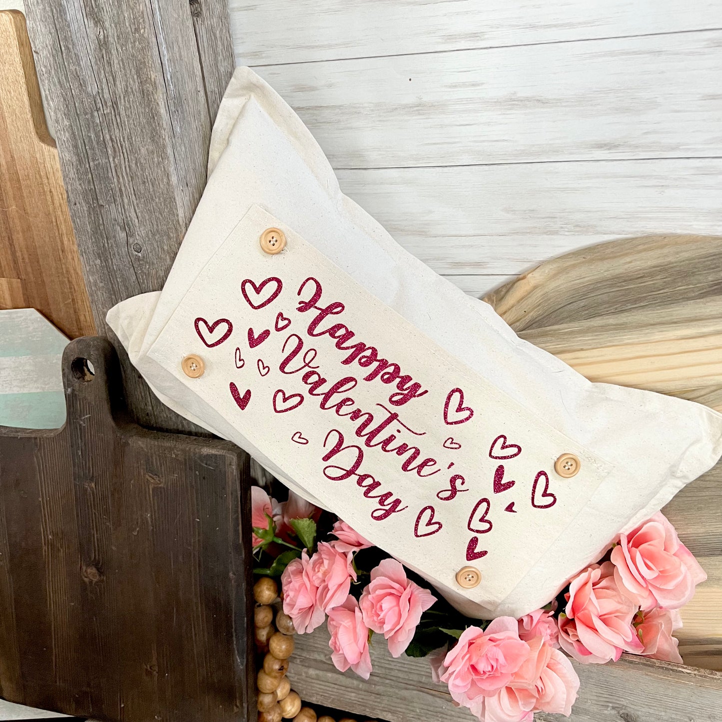 Glitter Holiday Panel: Winter, Cherry Pink, Love, Spouse, Partner; PINK HAPPY VALENTINE'S DAY