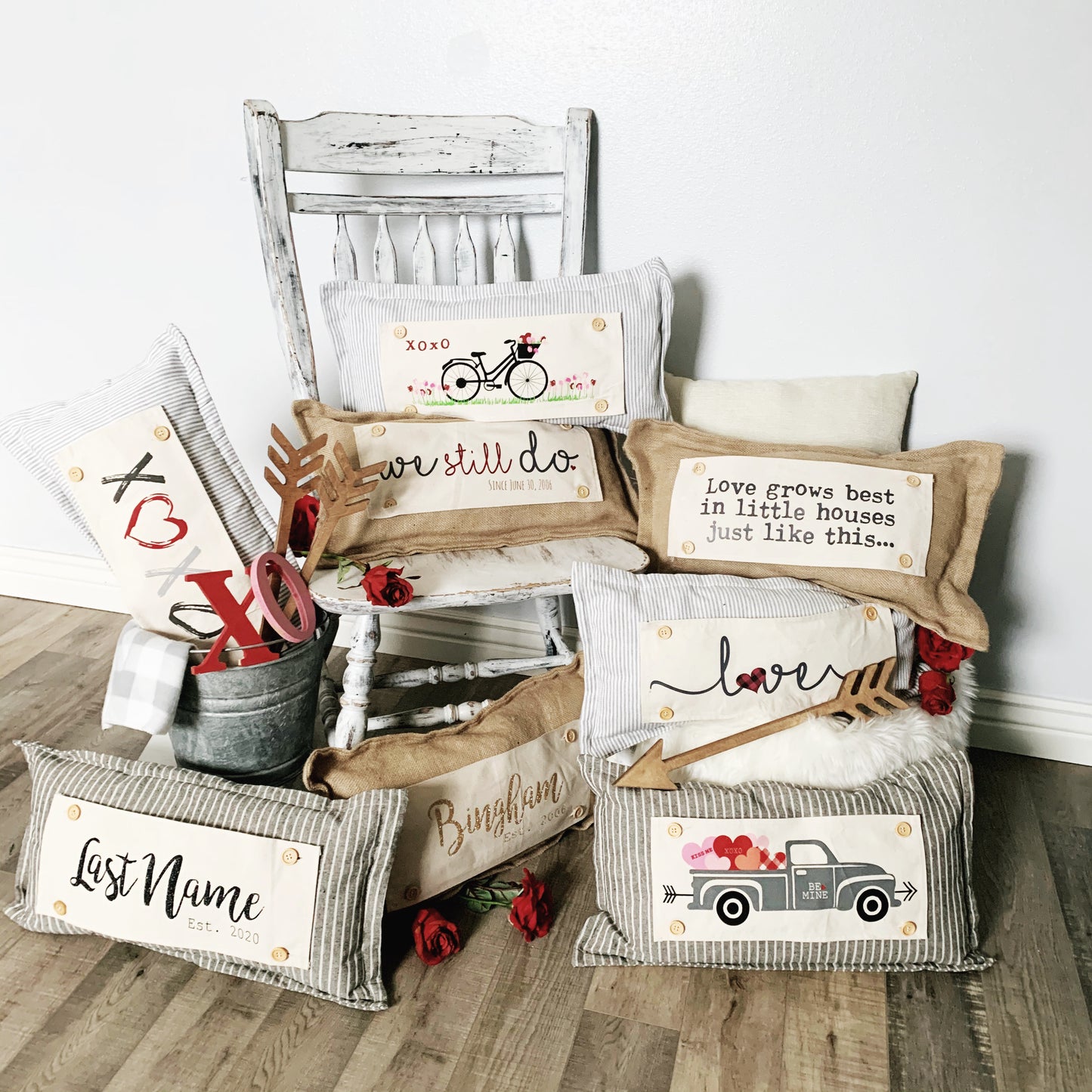 Holiday Panel: Vintage, Father's Day Dad Winter, Country Farm, Red, Pink, Farmhouse, Arrow, Love, Be Mine; VALENTINES TRUCK