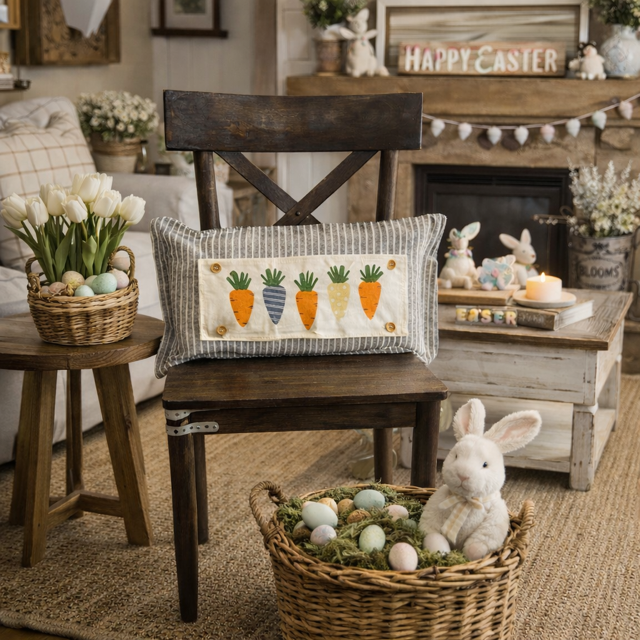 NEW! WINTER Bundle:  3 seasons + GINGHAM/BUFFALO CHECK pillow: SNOWMAN SCARVES / XOXO / CARROT PATCH