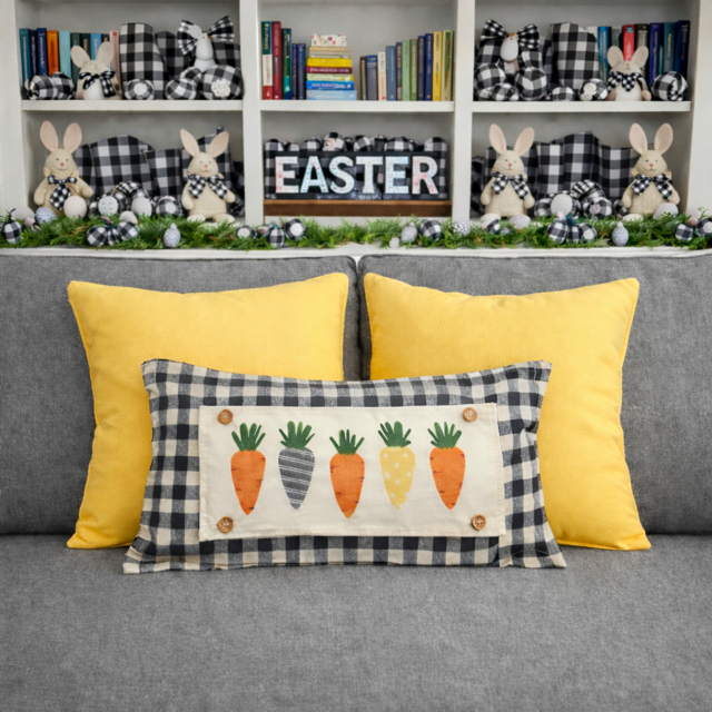 NEW! WINTER Bundle:  3 seasons + GINGHAM/BUFFALO CHECK pillow: SNOWMAN SCARVES / XOXO / CARROT PATCH