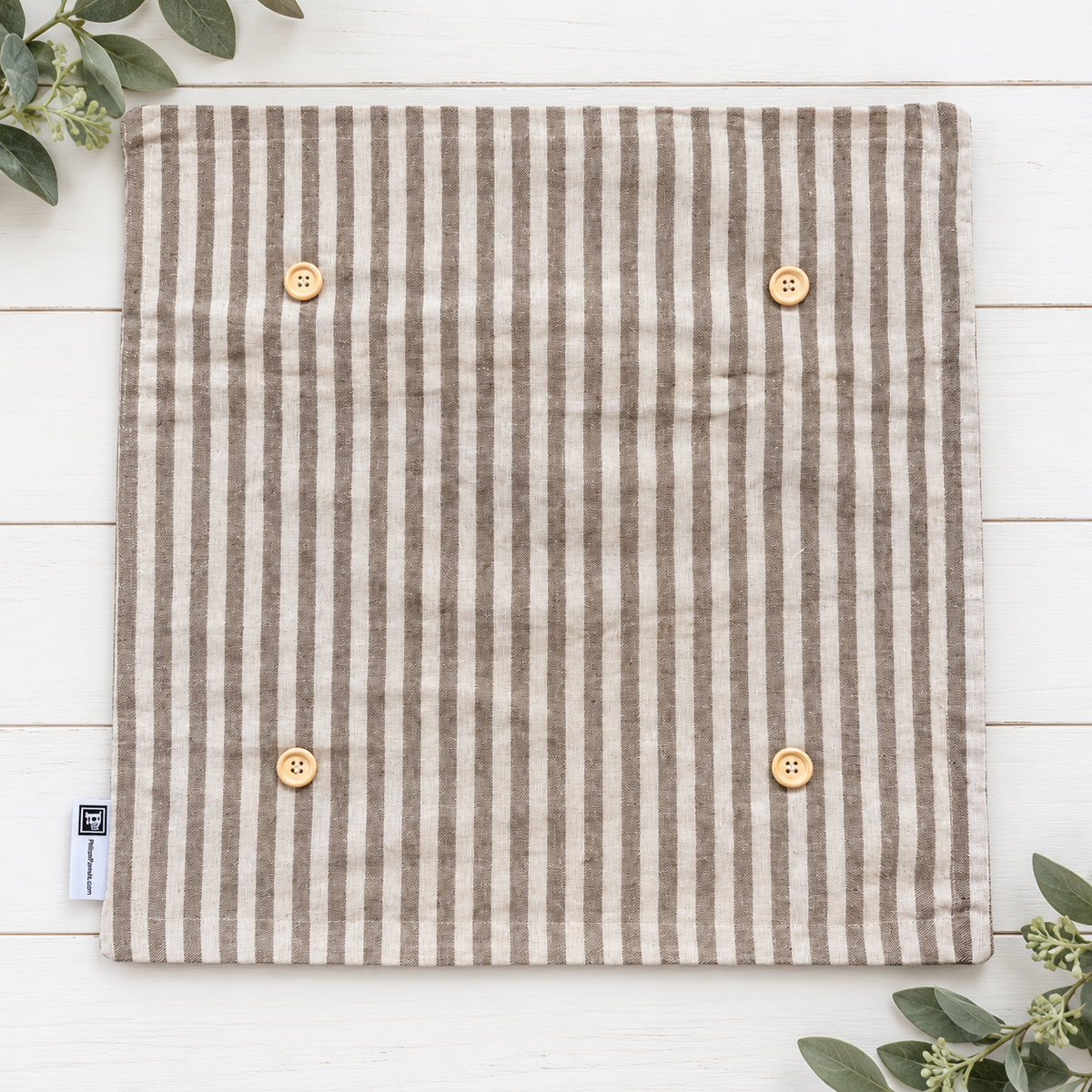 NEW!  PILLOW ONLY: SQUARE Pillow; CREAM AND CAFE WESTERN STRIPES PILLOW COVER ONLY