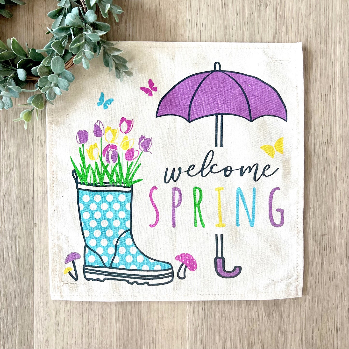 SQUARE Seasonal Panel: Flowers Tulip Vintage Floral RAINBOOTS UMBRELLA