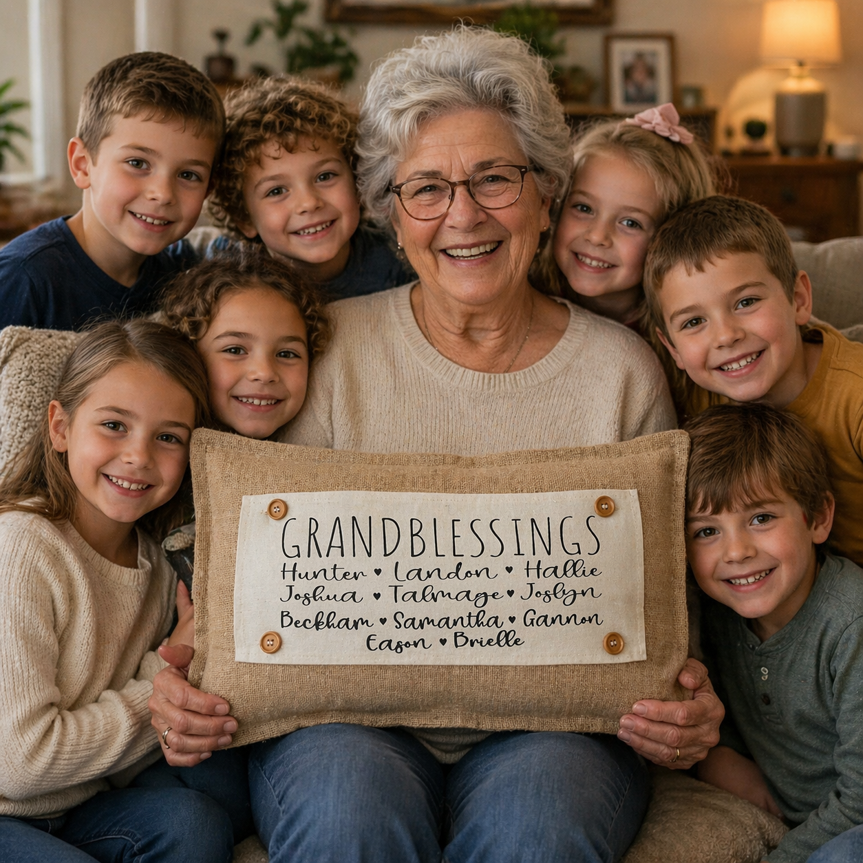 PANEL ONLY: RECTANGLE Custom Memory PANEL: Grandkids/Nana/Mimi/Aunt Name/Grandma Mother's Day Mom Gift, GRANDBLESSINGS PANEL