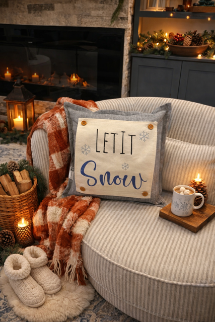 PANEL ONLY: 
SQUARE Glitter Seasonal Panel: Winter Blue Ice Sparkle Twinkle Bling Glitz Confetti Christmas; LET IT SNOW