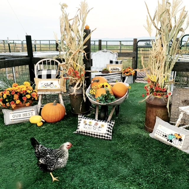 Seasonal Panel:  Autumn Thanksgiving Pumpkins Cider Bless Gratitude Gingham THANKFUL PUMPKIN