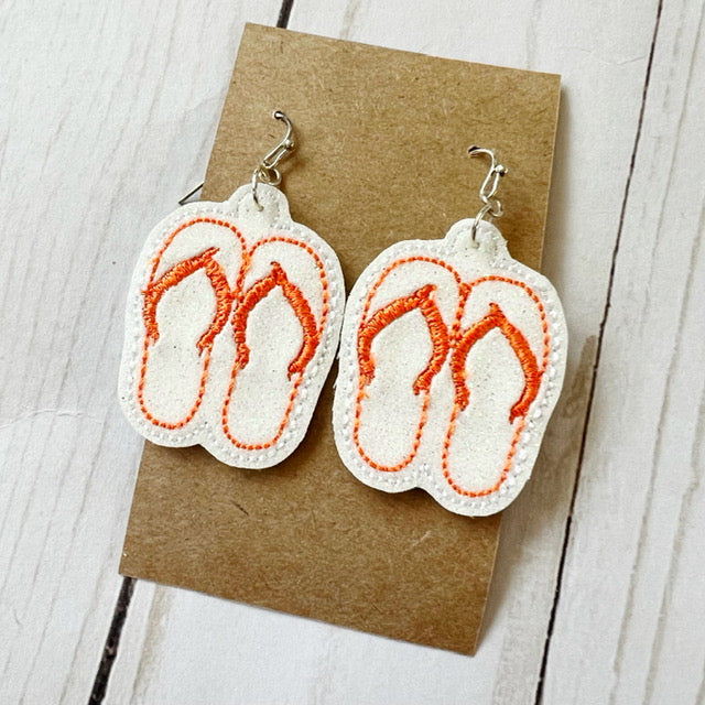 Summer Earrings: flip flops summer orange spring mom