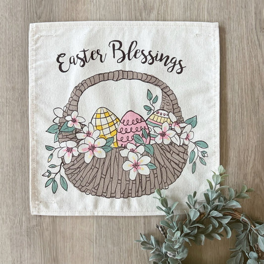 Square Panel: Spring, Basket, Floral, Lilies Eggs, EASTER BASKET