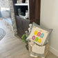 SQUARE BUNDLE SET: Charcoal Gray Solid Pillow (comes with foam insert and these 4 panels in back pocket); Winter Spring Summer Fall Autumn:  FALL BRANCH, SUMMER POPSCICLE, SPRING RAIN BOOT/UMBRELLA, SKI LODGE CHAIRLIFT
