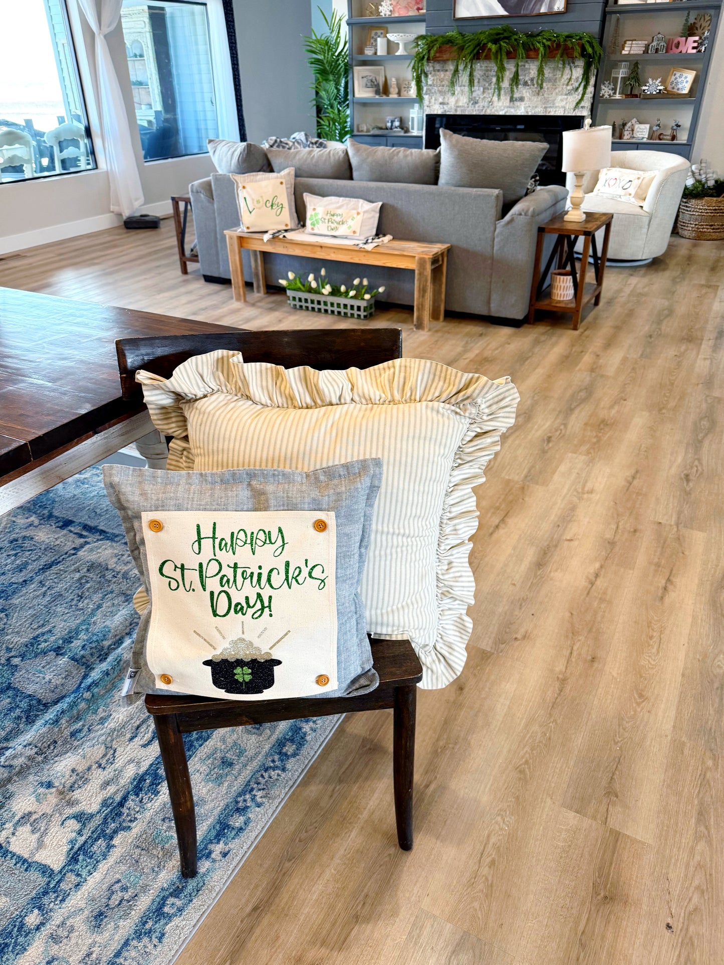 Glitter Holiday SQUARE Panel: Irish Kisses & Shamrock Wishes; Spring St. Saint Patricks Day, HAPPY ST. PATICK'S DAY POT OF GOLD