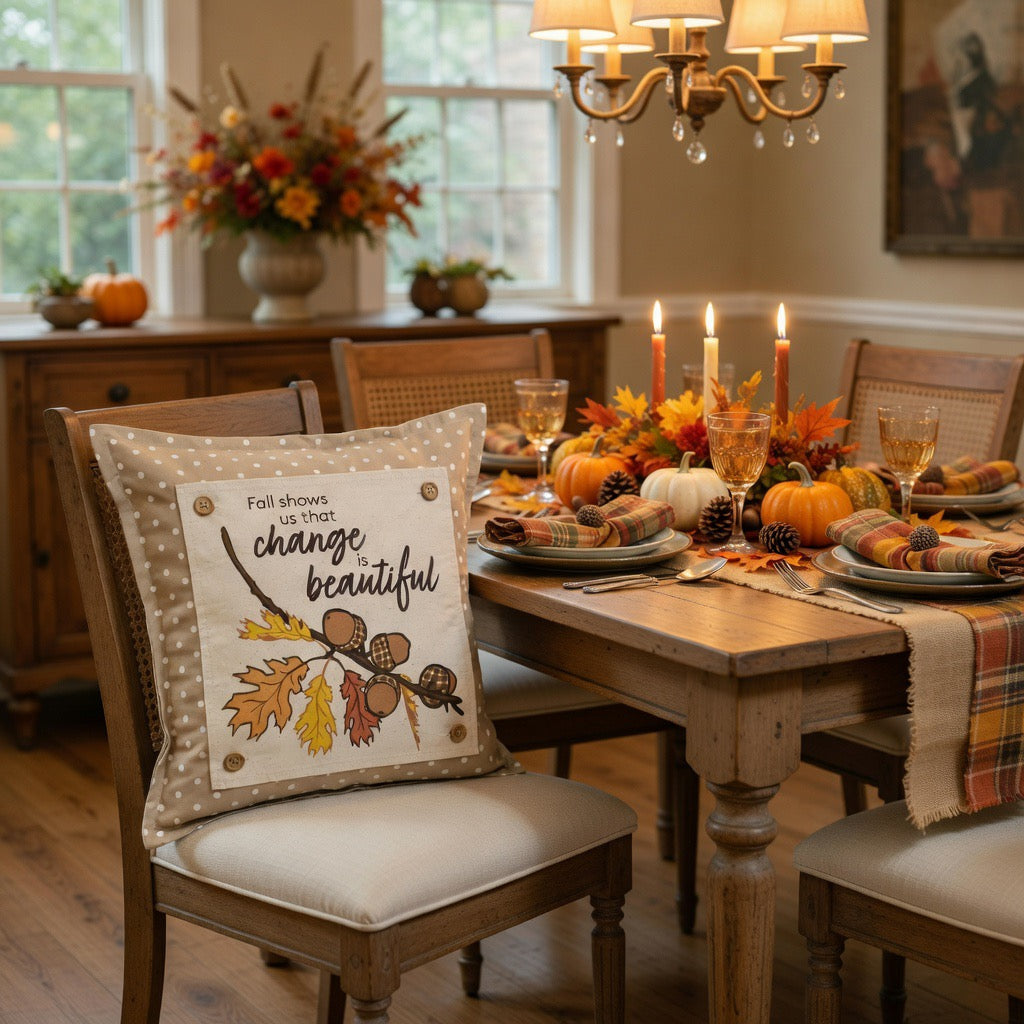 NEW! SQUARE SUMMER/FALL BUNDLE:  3 seasons + CHARCOAL pillow: SWEET SUMMER TIME, SPACIOUS SKIES, ACORN BRANCH