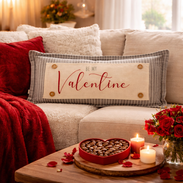 PANEL ONLY: RECTANGLE Holiday Panel:  Simple Romantic Classy Love Kisses Clean Boho Heart Cursive Candlelight Natural Love Winter; BE MY VALENTINE